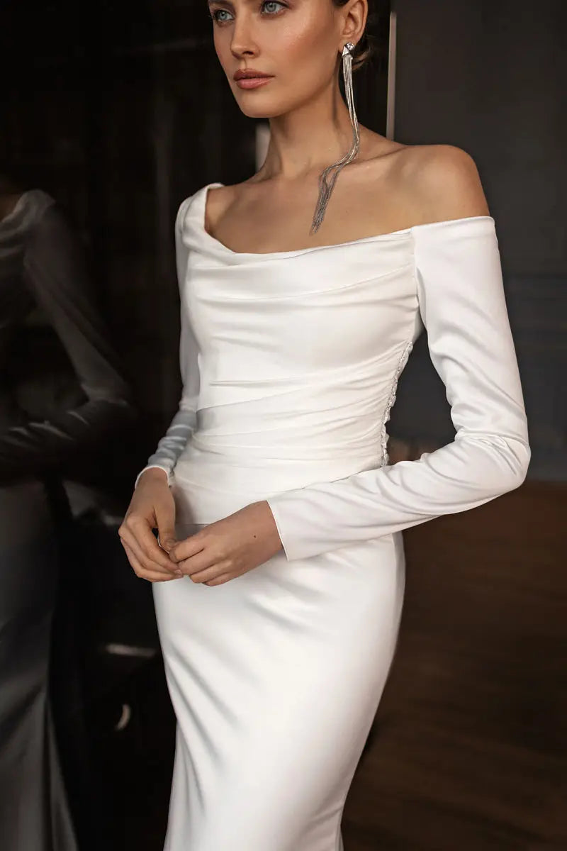 Exquisite Satin Backless Wedding Dress