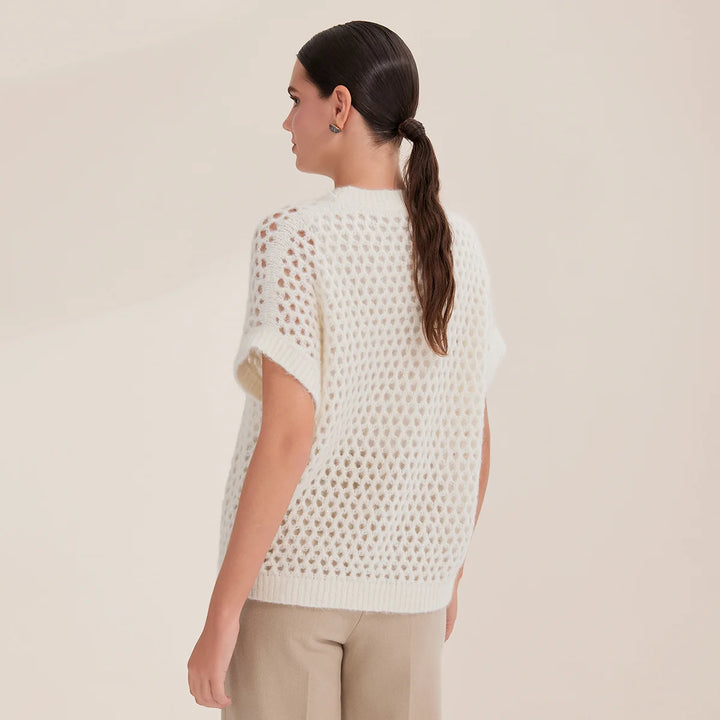 Stylish Crew Neck Crochet Jumper