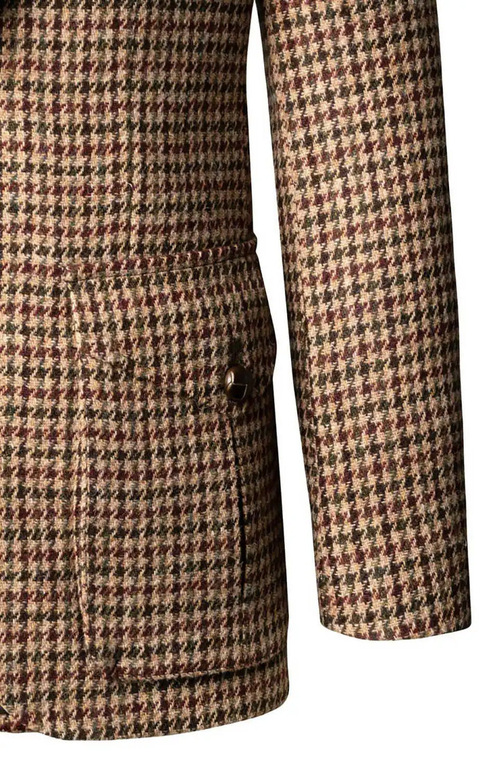 Stylish Houndstooth Wool Business Coat