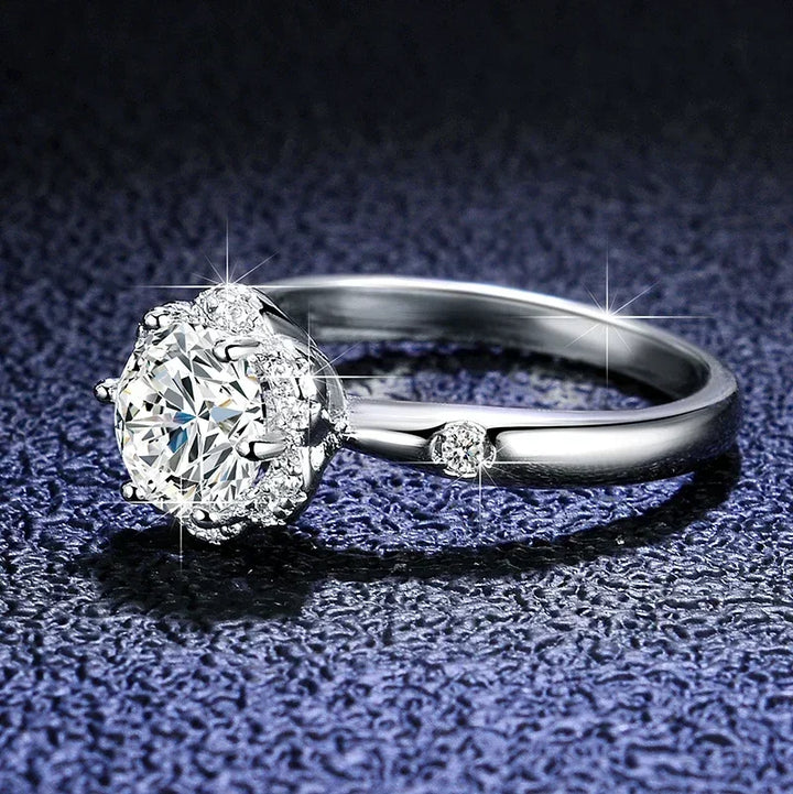 Elegant Flower Bud Moissanite Ring
