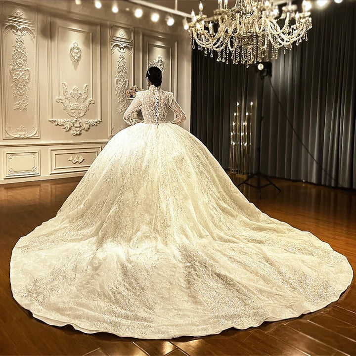 Wonderful Glitter Sequins Arabic Bridal Gown