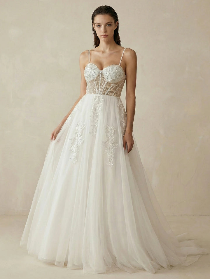 Regal Mesh Embroidered Wedding Gown