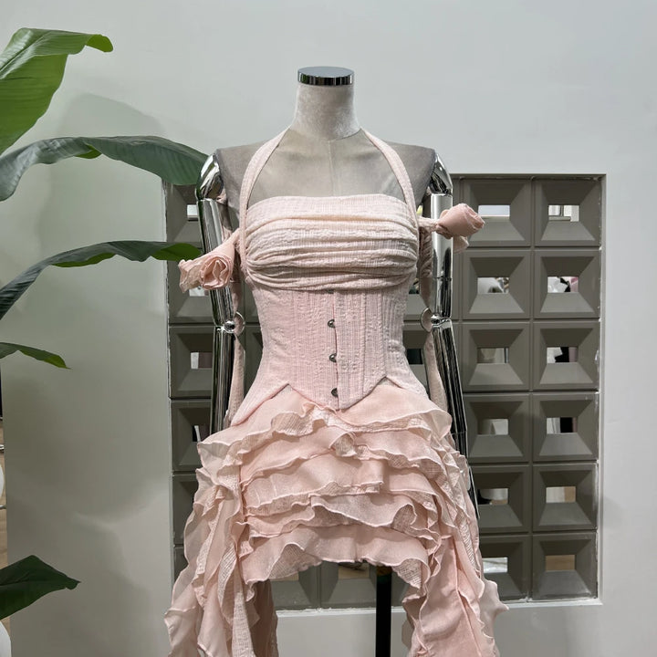 Classic Flower Ruffle Two-Pieces Dress