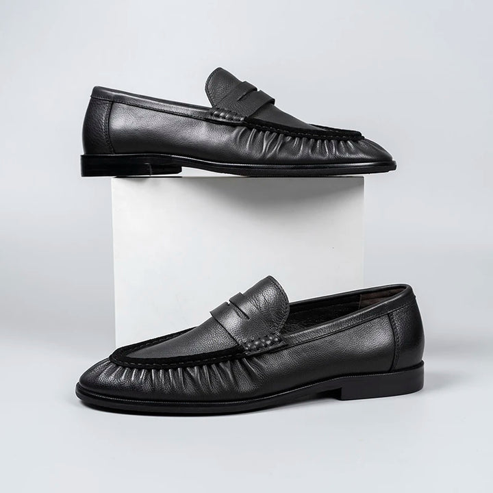 Handsome Soft Pleated Penny Loafers