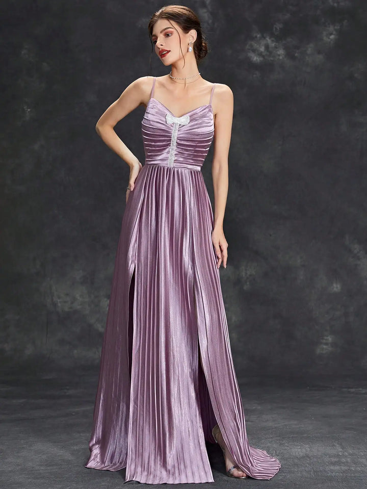 Wonderful Halter Pleated Bow Dress