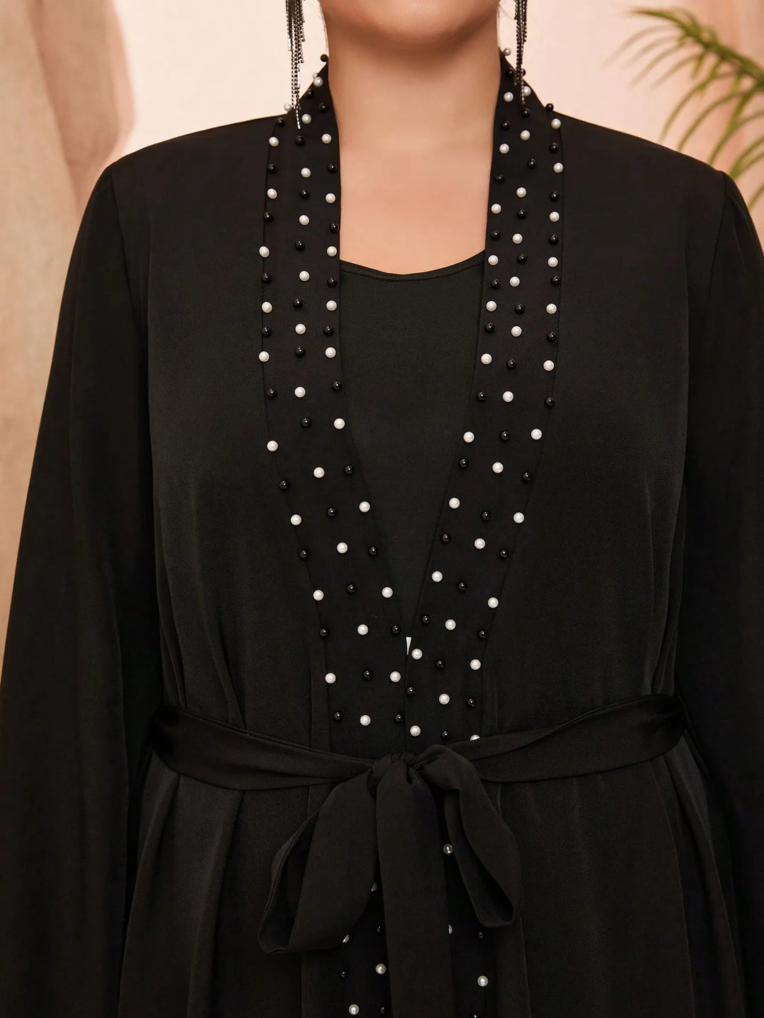 Elegant Net Color Embroidered Abaya Dress