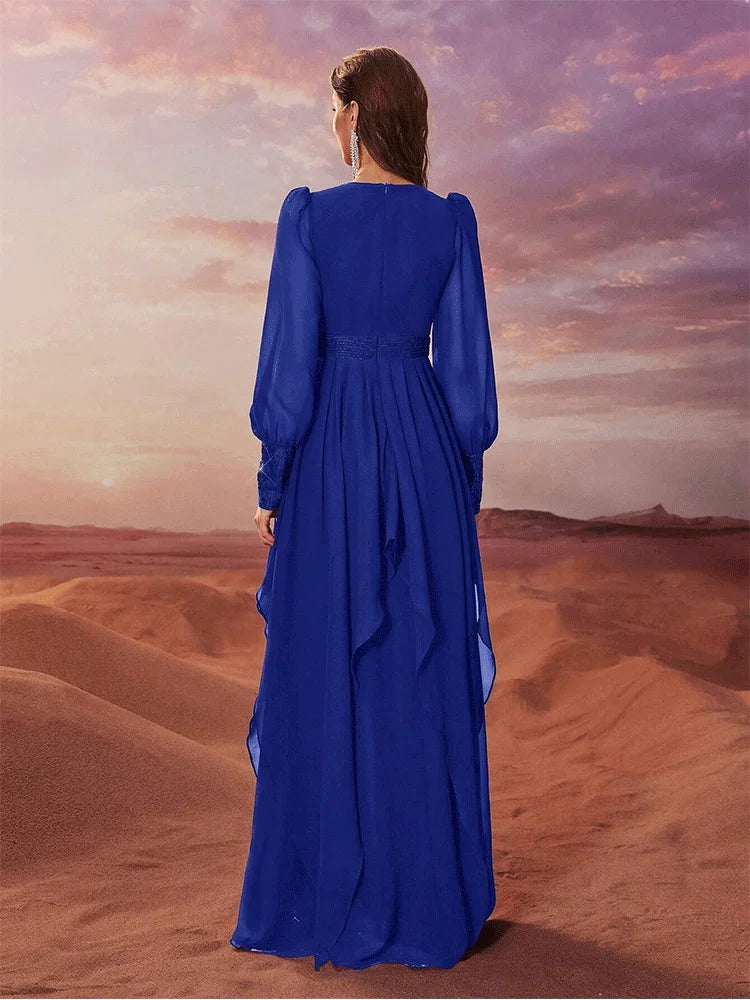 Glamorous Shiny Round Neck Evening Dress