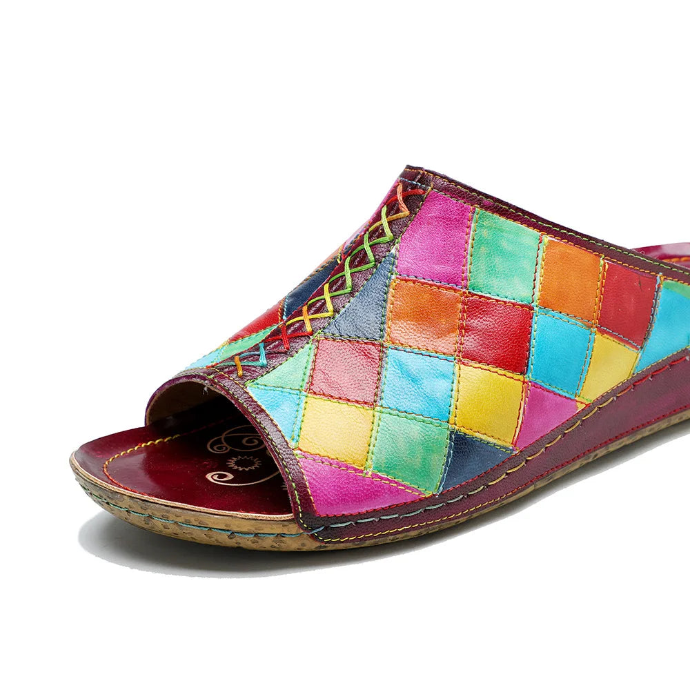 Stunning Contrasting Plaid Flat Slippers