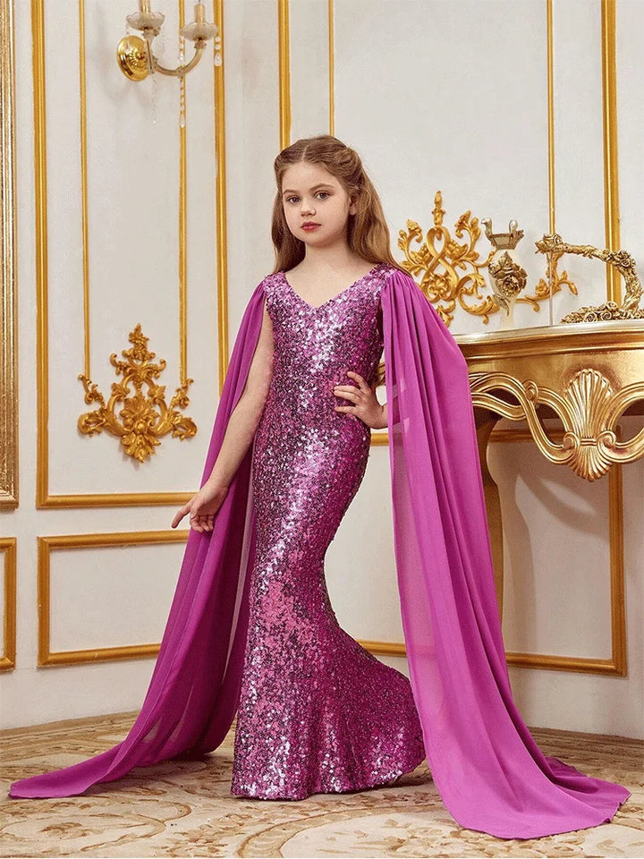 Robe de soirée en maille brillante pour fille