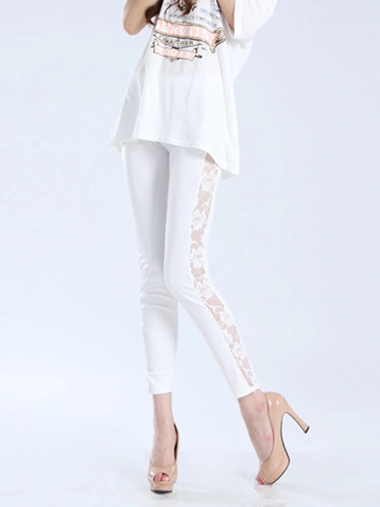 Side Hollow Out Lace Leggings