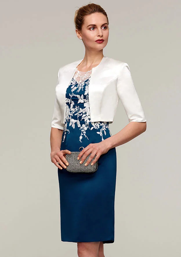 Refined Appliques Knee Length Mother Of Bride Dress