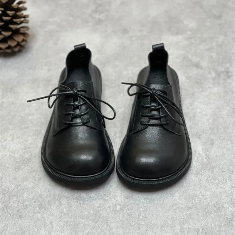 Smart Retro Leather Lace-Up Casual Pumps