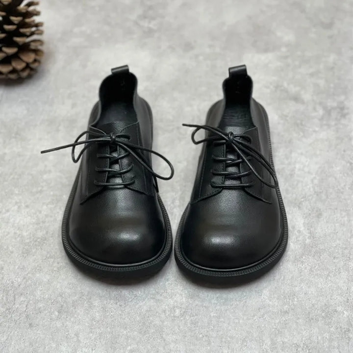 Smart Retro Leather Lace-Up Casual Pumps
