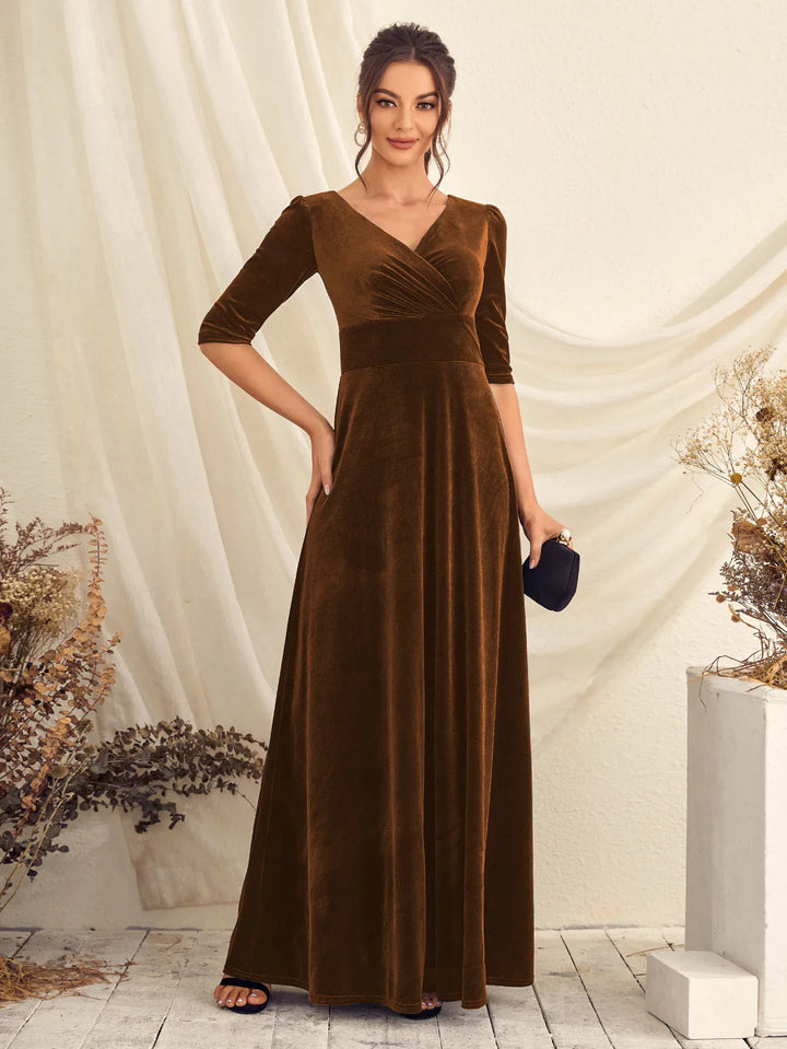 Glamorous Cross-Ruffled Evening Dress