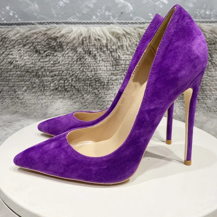 Trendy Suede Flock Stiletto Heels