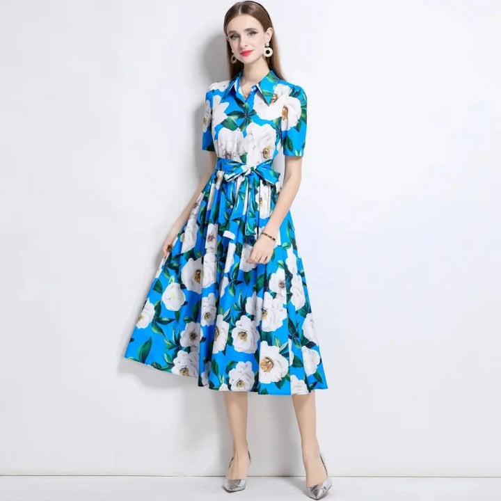 Sweet Floral Printed Midi Dress