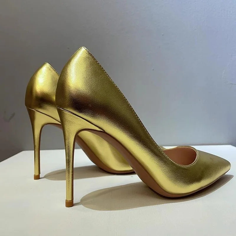 Gold Metallic Women's High Heel Pumps