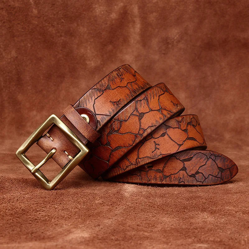 Trendy Ice Crack Cowhide Belt