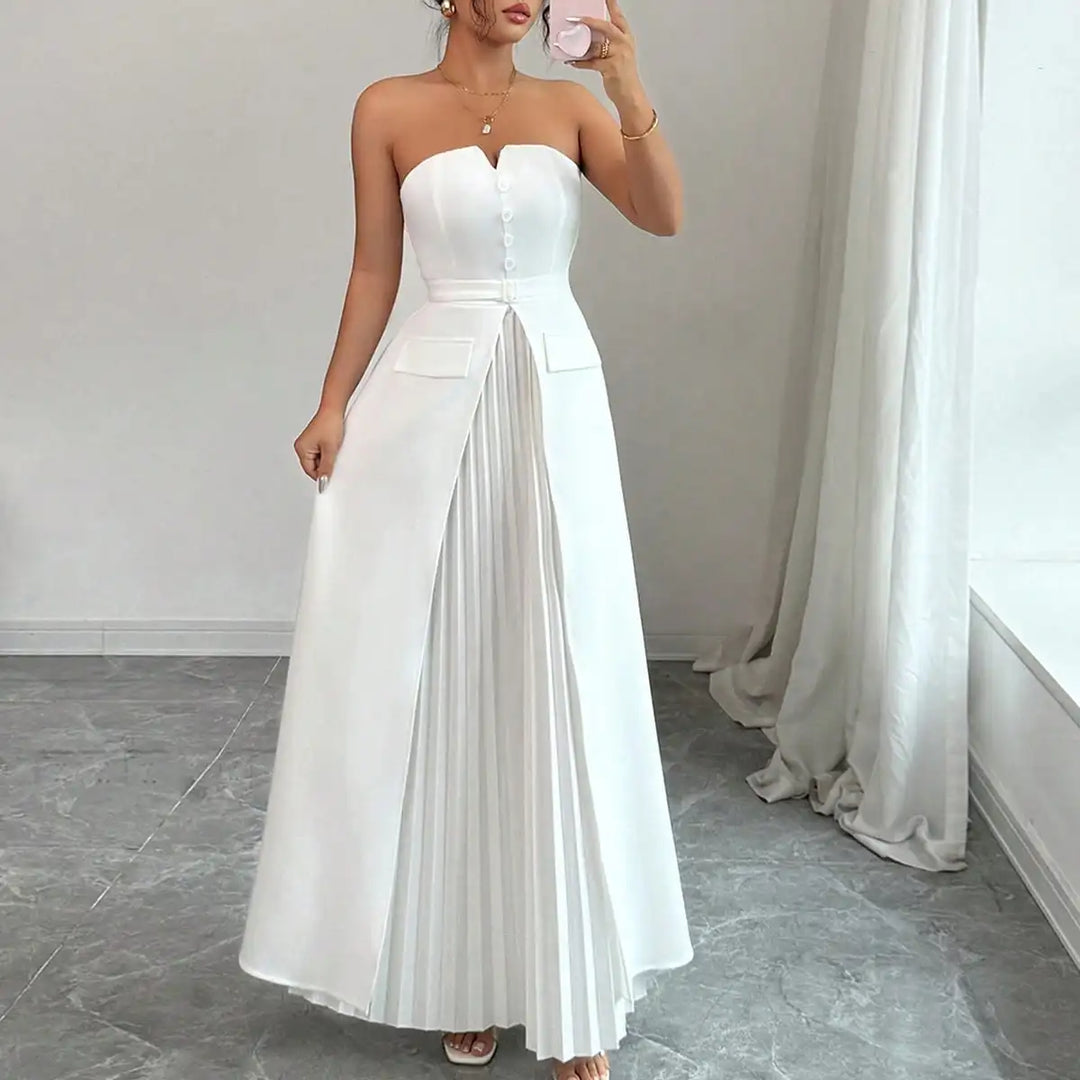 Stylish Waist Pleated Formal Dress