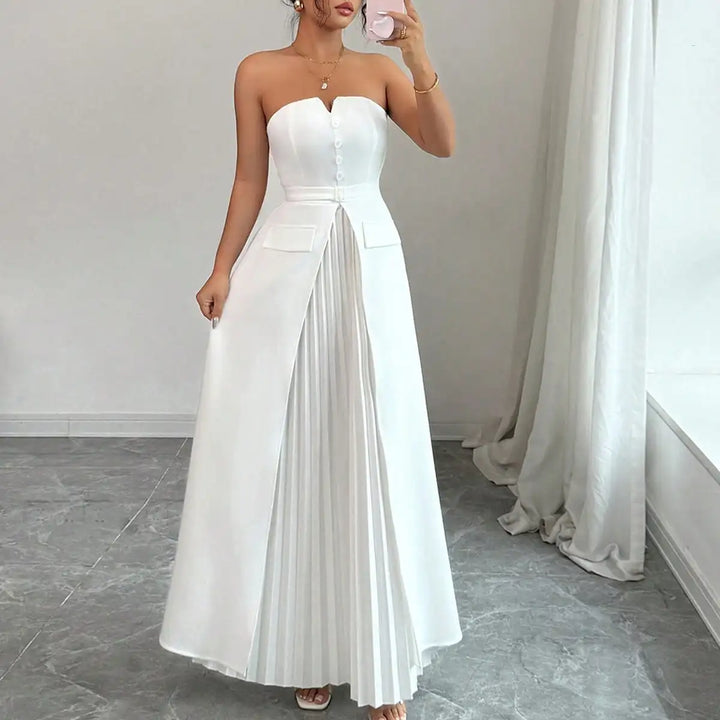 Stylish Waist Pleated Formal Dress