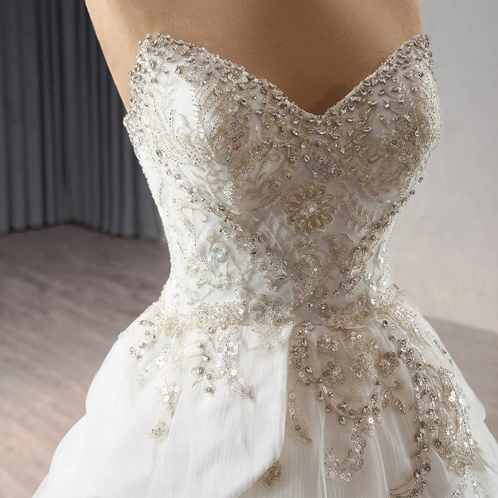 Luxury Pearls Split Wedding Gown