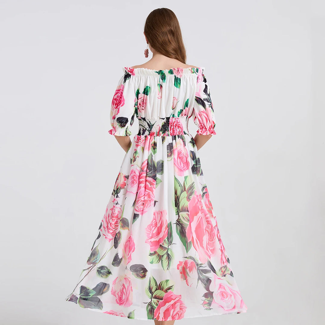 Charming Flowy Chiffon Midi Dress