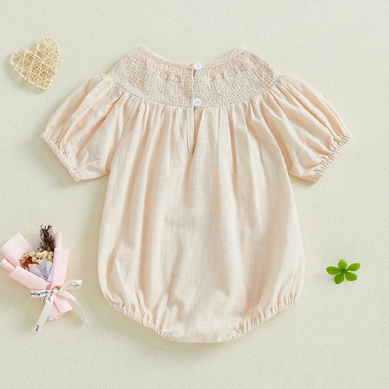 Stylish Smocked Bubble Baby Girl's Romper