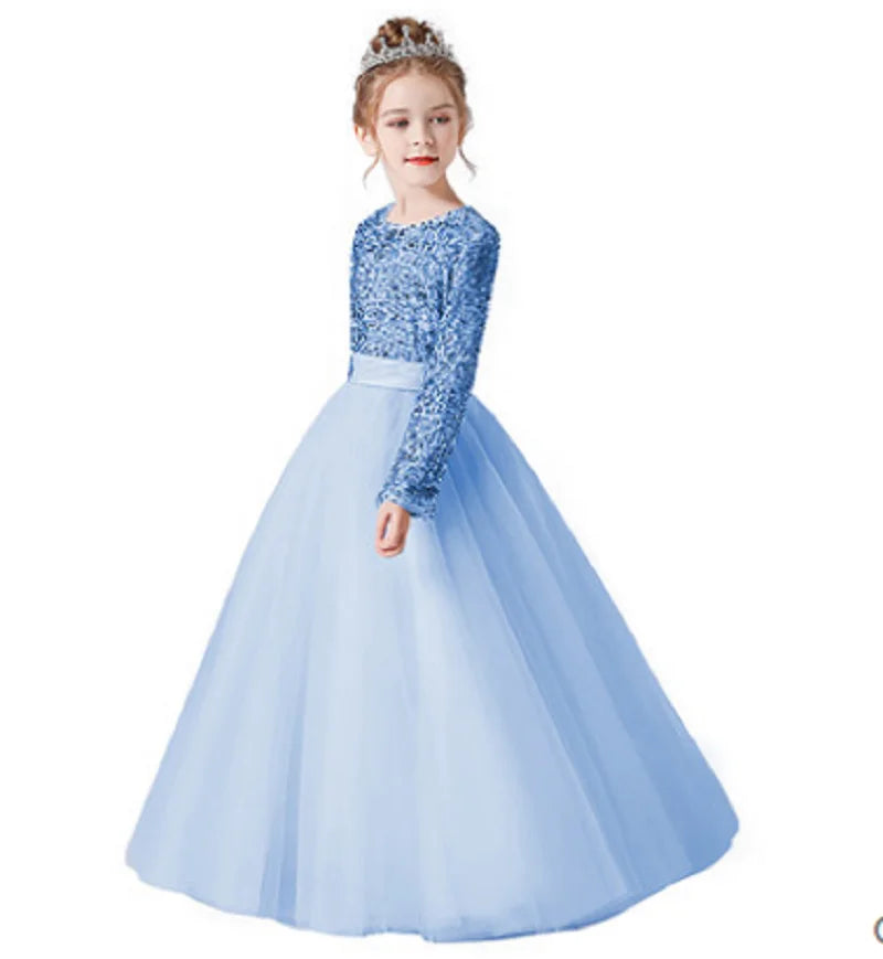 Glittery Sequins Girl's Tulle Party Dress