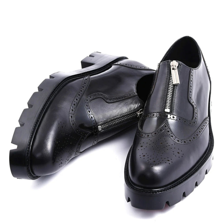 Classic Front Zip Brogue Shoes