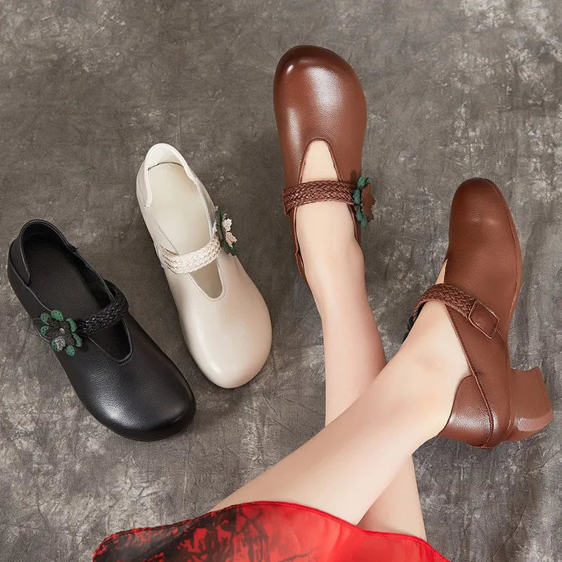 Lovely Ethnic Style Thick Heel Pumps