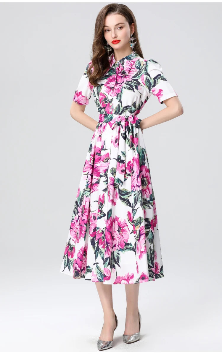 Timeless Elegance Printed Boho Flower Dress
