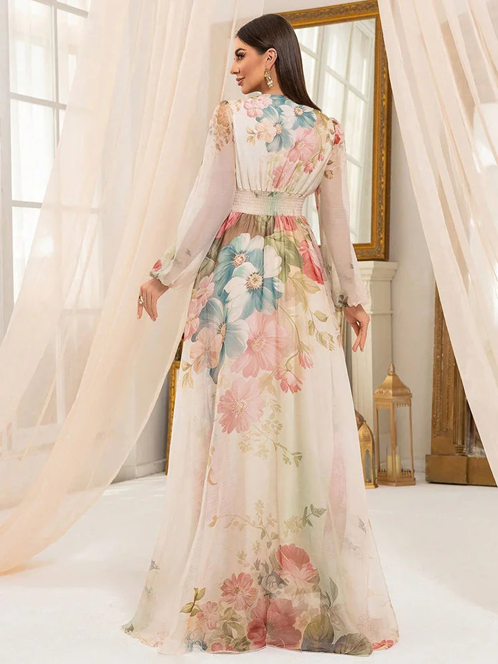 Beautiful Flower Print Maxi Dress