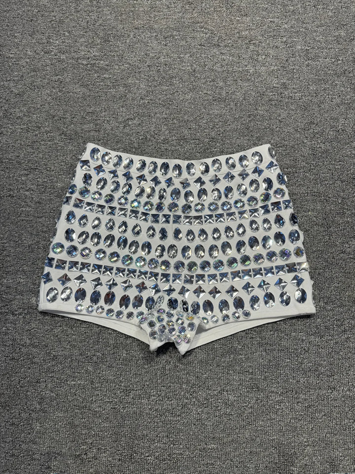 Dazzling Crystal High Waist Shorts