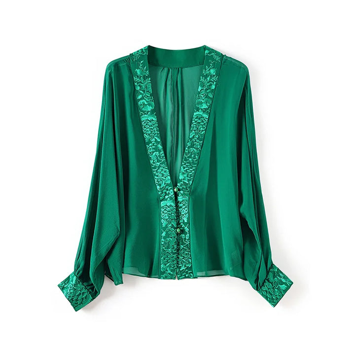 Versatile Real Silk Embroidery Blouse