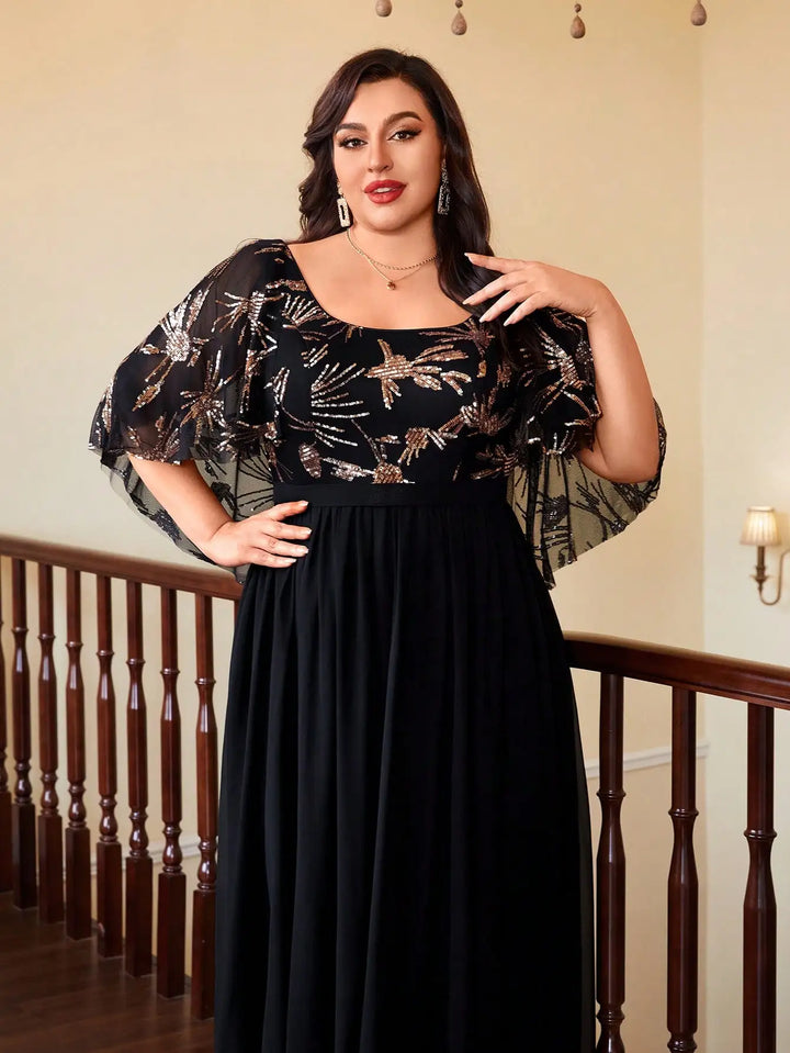 Resplendent Sequined Flowing Dress