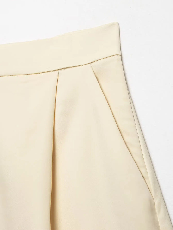 Trendy Satin Lace Trim Loose Shorts