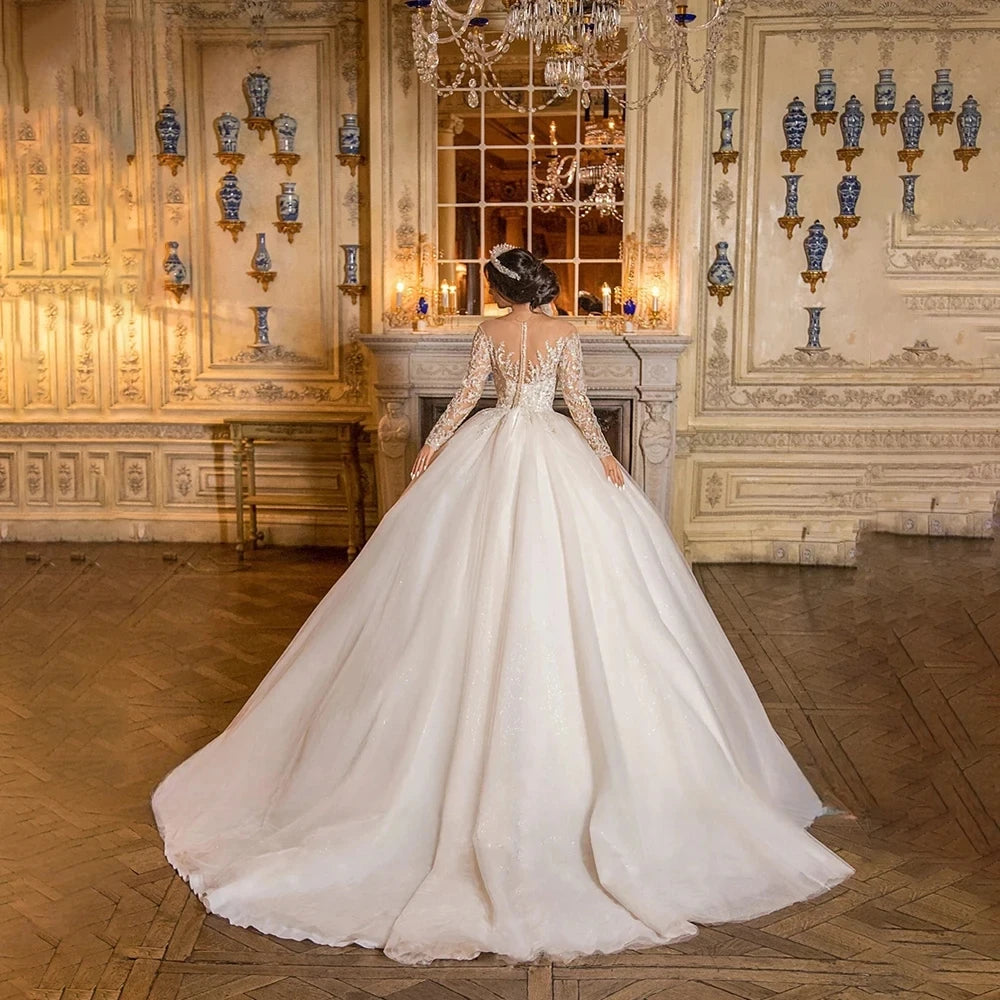 Royal Appliqué Lace Arabic Bridal Gown