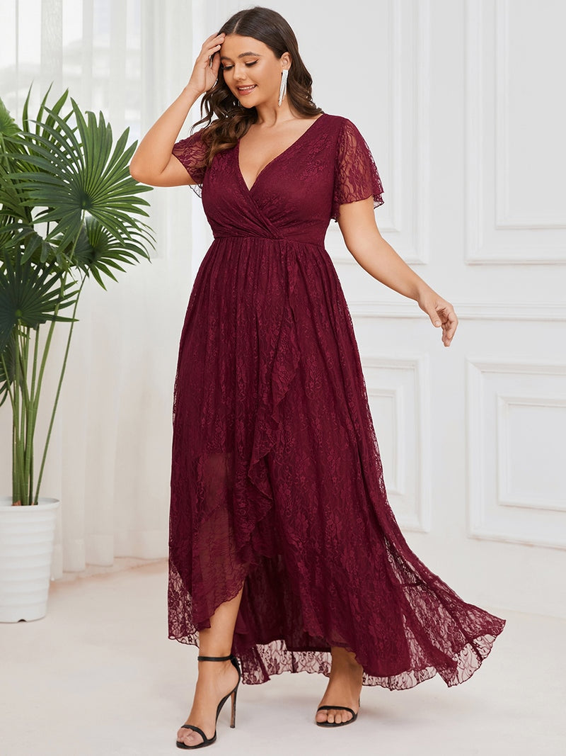 Short Sleeves See Through Plus Size Women's Evening Dress | All For Me Today