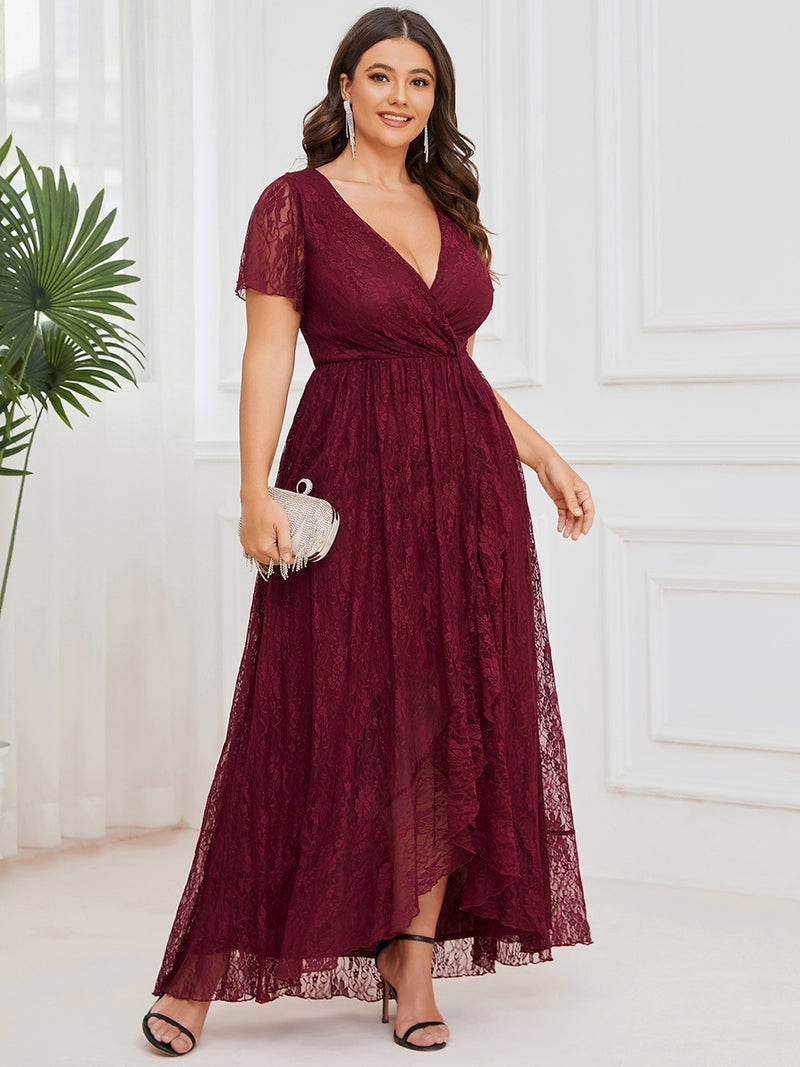 Short Sleeves See Through Plus Size Women's Evening Dress | All For Me Today