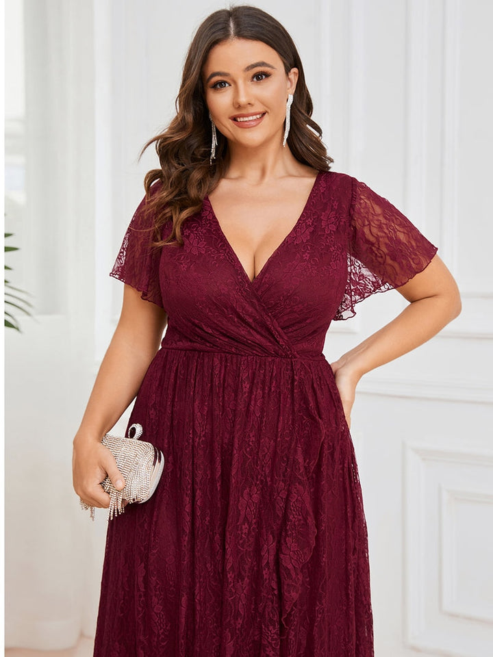 Short Sleeves See Through Plus Size Women's Evening Dress | All For Me Today