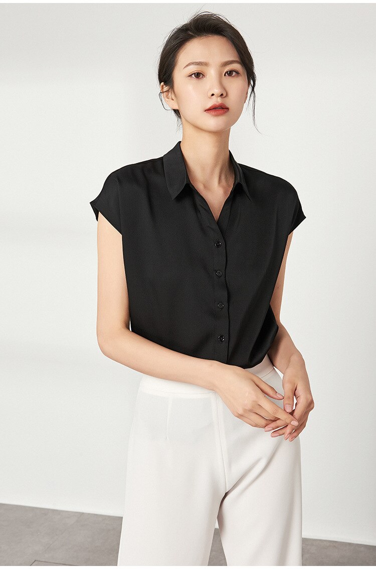 Short-sleeved Women's Silk Shirt | All For Me Today