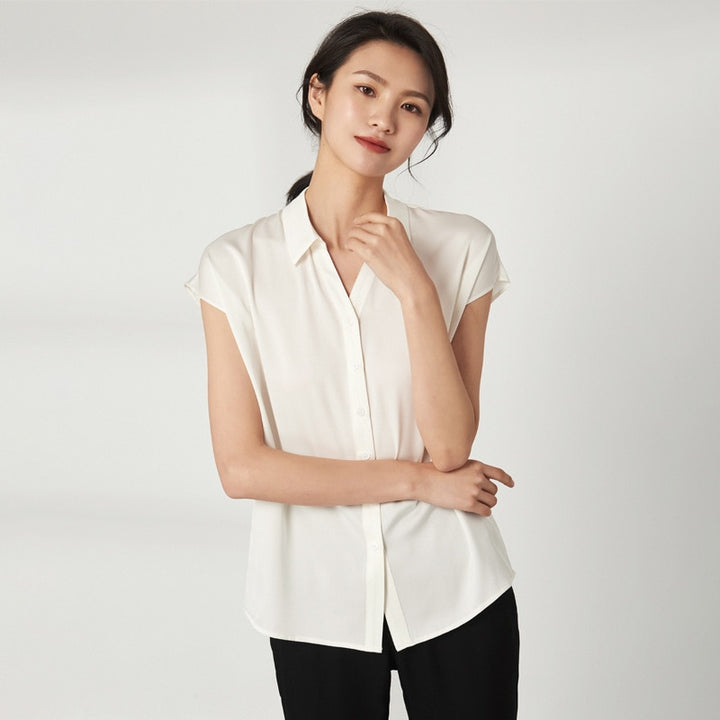 Short-sleeved Women's Silk Shirt | All For Me Today