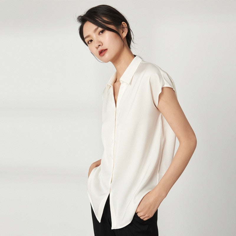 Short-sleeved Women's Silk Shirt | All For Me Today