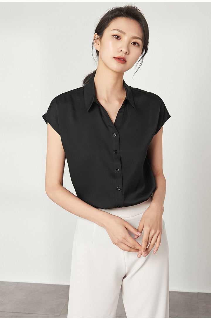 Short-sleeved Women's Silk Shirt | All For Me Today