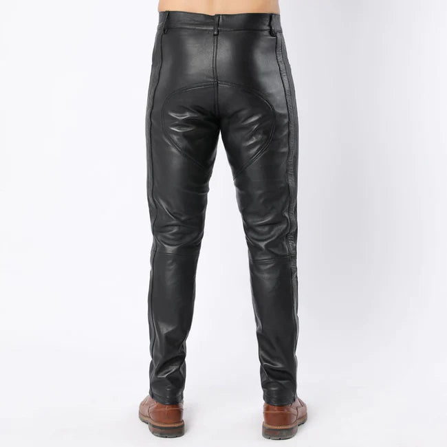 Side Panel Men's Black Sheep Leather Pants | All For Me Today