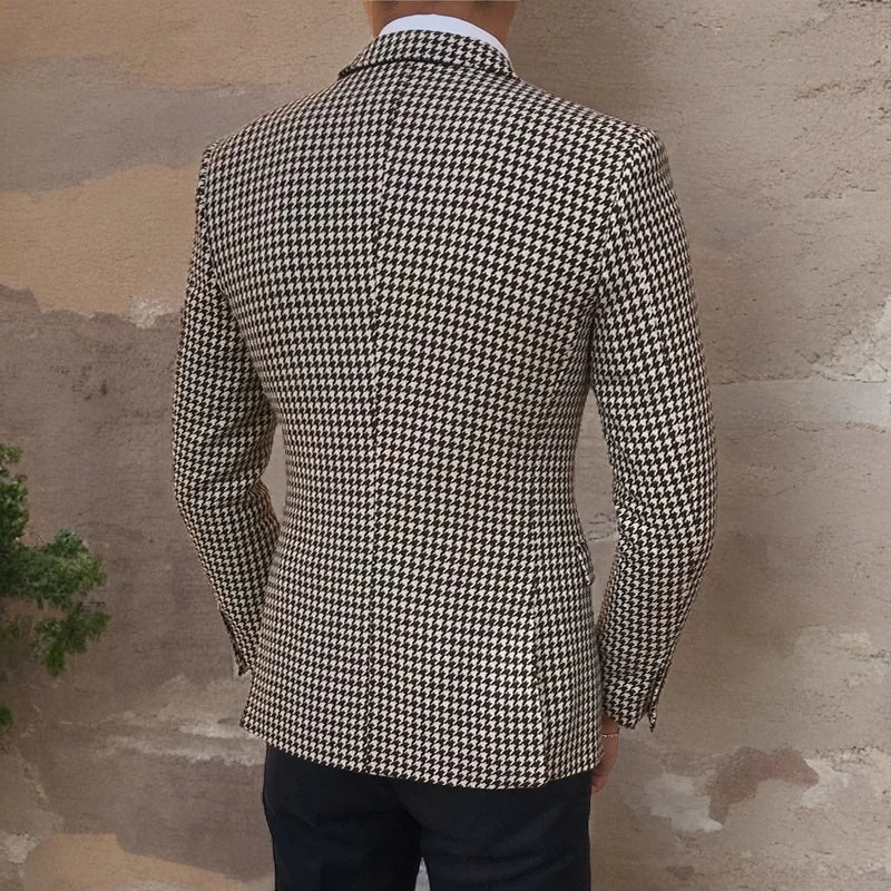 Side Slits Men's Houndstooth Blazer | All For Me Today