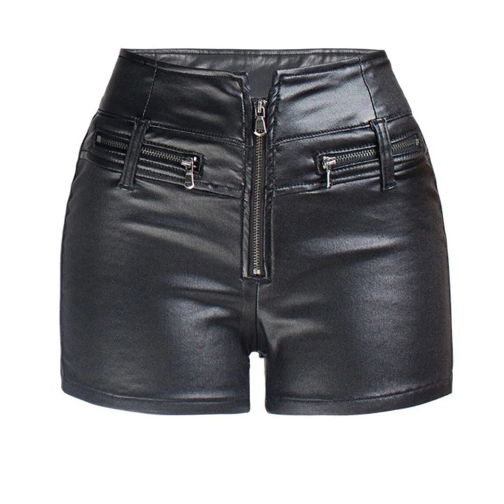 Slim Fit Real Black Leather Women's Shorts | All For Me Today