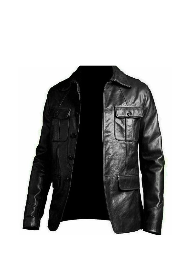 Slim Fit Real Leather Men's Biker Coat | All For Me Today