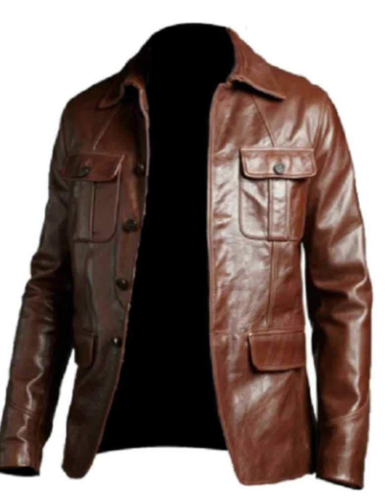 Slim Fit Real Leather Men's Biker Coat | All For Me Today