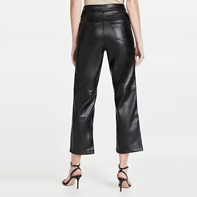 Soft Black Leather Women's Draw Pants | All For Me Today